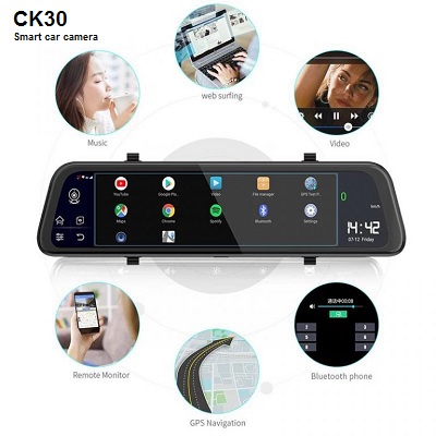 رادیو، امکان پخش موزیک و فیلم - بلوتوث و امکان جوابگویی به تماس ها - دوربین هوشمند آینه ای خودرو CK30